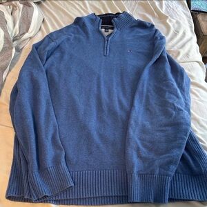Tommy Hilfiger Mens Quarter Zip Knit Pullover Sweater Blue Men's XXL